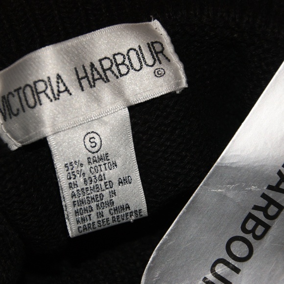 VINTAGE Black Beaded Cowl Neck Tunic Sweater sz S - Picture 5 of 8